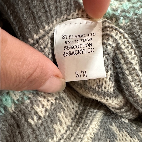 DREAMERS Gray Mint Aztec Southwestern
Santa Fe Waterfall Open Cardigan Sz S/M - Picture 7 of 7